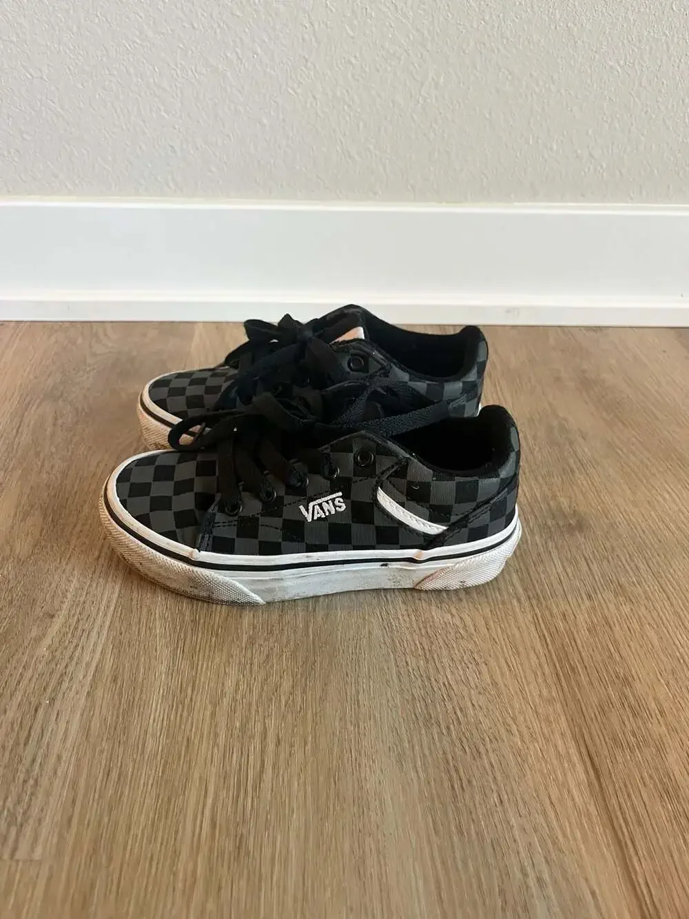 Vans, Toddler Boys Checkerboard Low Top Skate Sneakers, Black/Grey, Retro, 11C